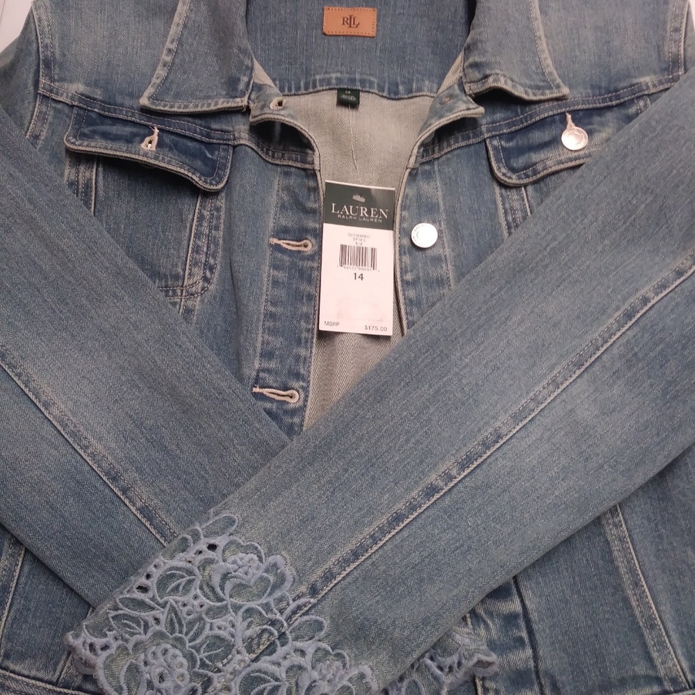 NEW - Ralph Lauren Floral Jean Jacket: Sz-14